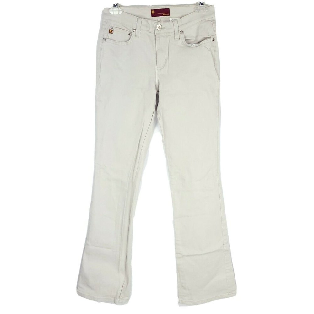 JUST USA Womens Off White Relaxed Flare Denim Sz 3